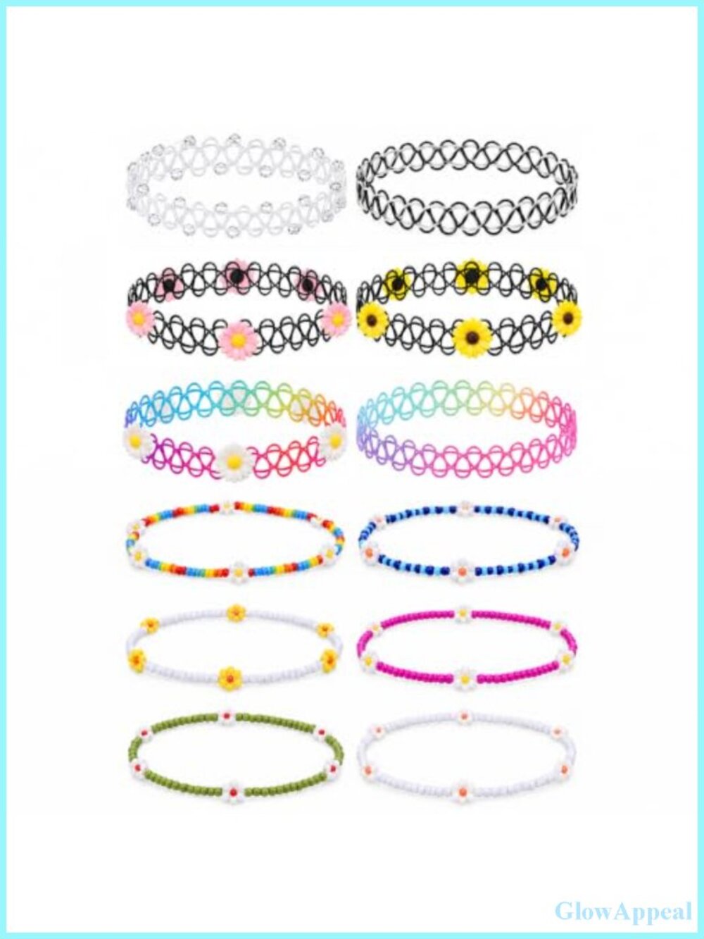 Stretchy Tattoo Choker Necklace Set 12PC 90s Y2K Jewelry Slip-On